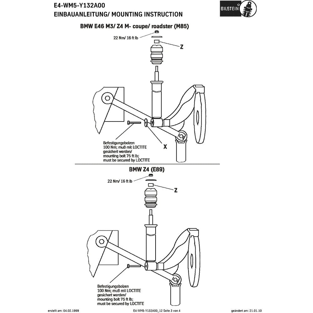Bilstein B4 1992 BMW 318i Base Rear Twintube Shock Absorber
