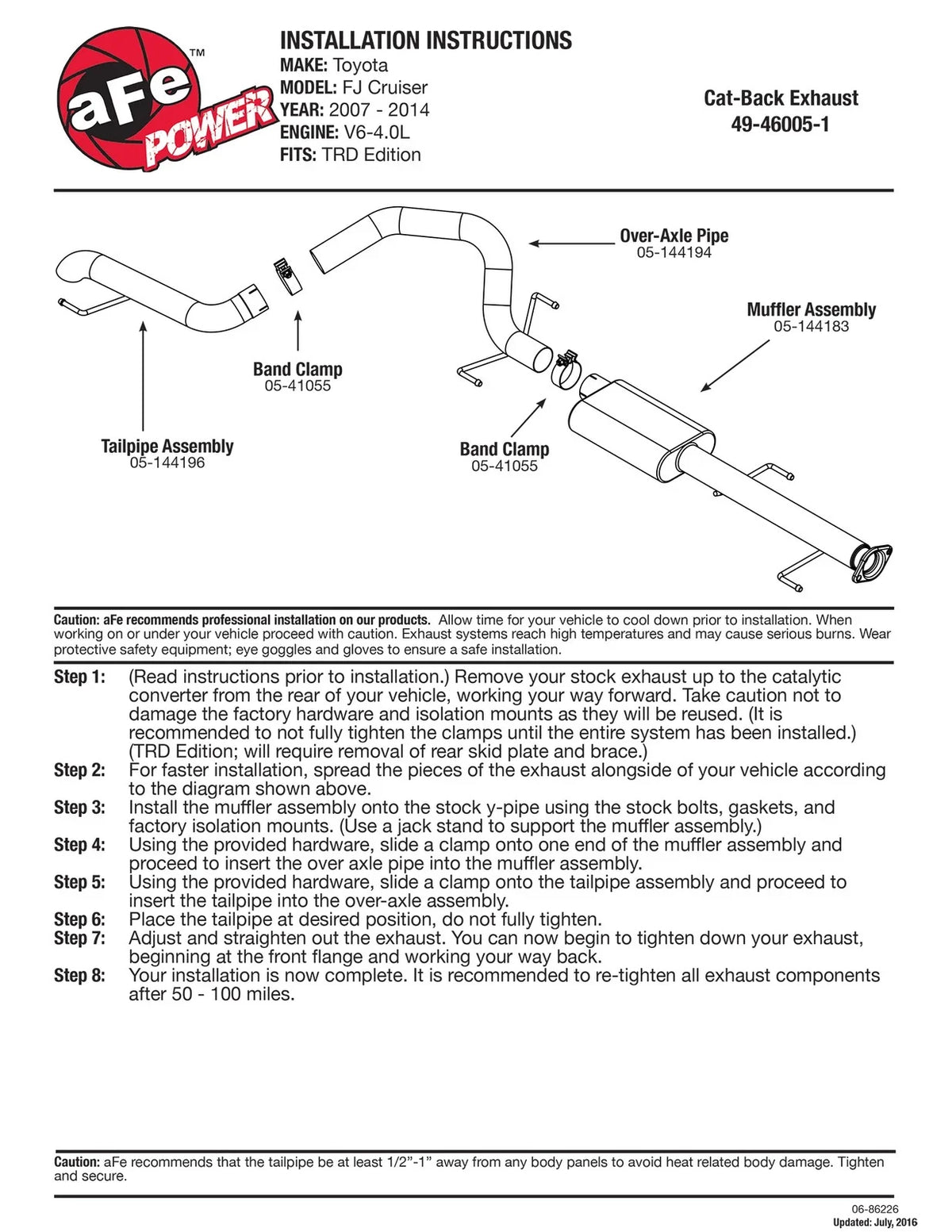 aFe MACH Force-Xp 3in SS Cat-Back Hi-Tuck RB Exhaust System 07-14 Toyota FJ Cruiser