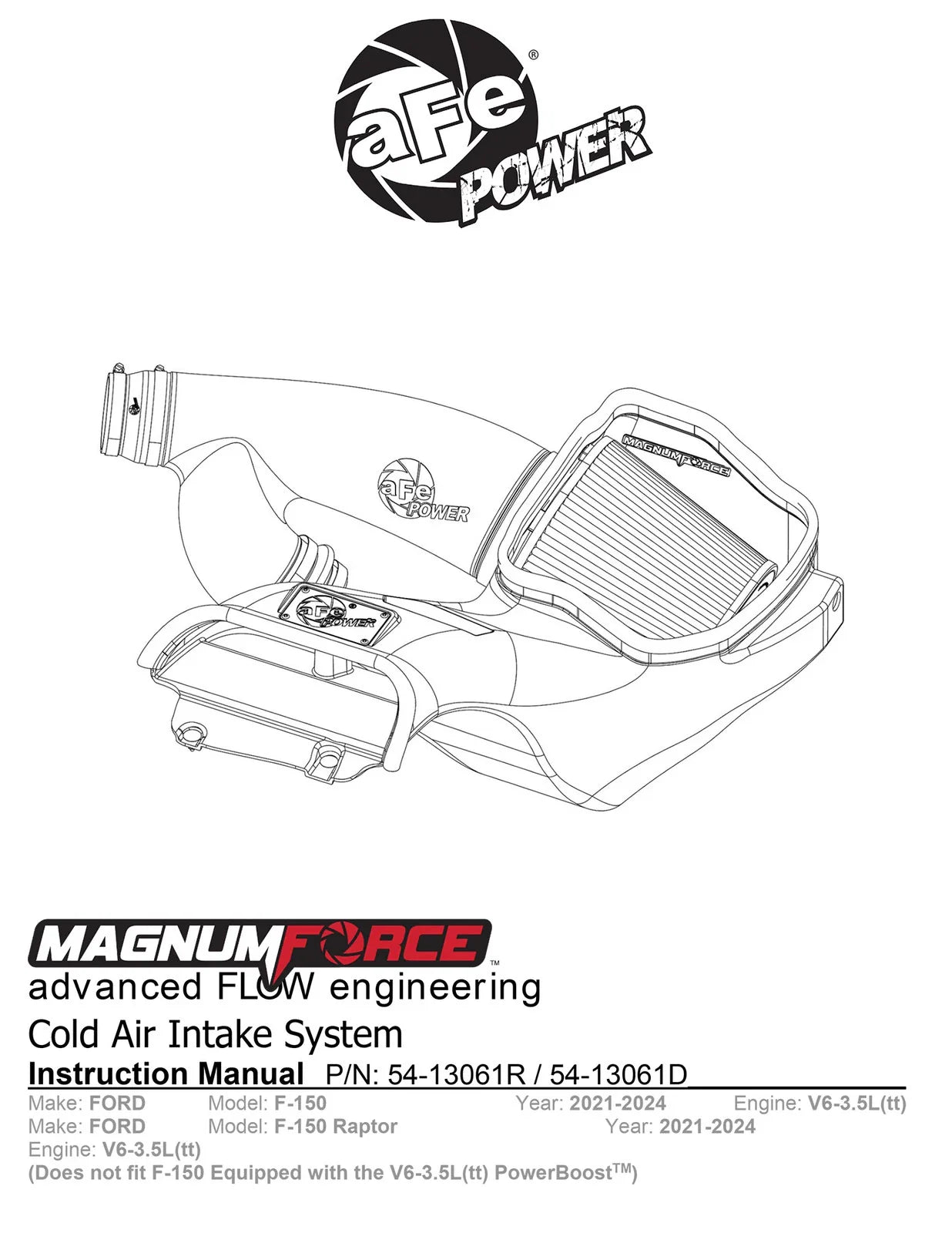 aFe MagnumFORCE Intake Stage-2 Pro 5R 2021 Ford F-150 V6-3.5L (tt)