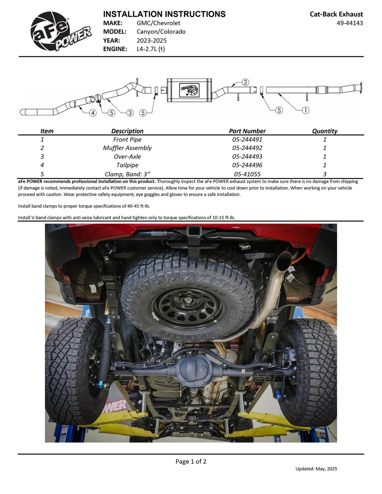 aFe 23-24 GM Colorado/Canyon L4-2.7L (t) Vulcan Series 3in 409 SS Cat-Back Exhaust System