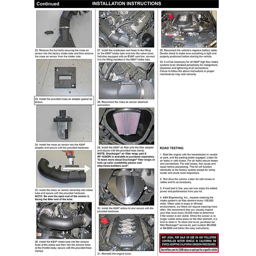 K&N 11-12 Ford Mustang GT 5.0L V8 AirCharger Performance Intake Kit