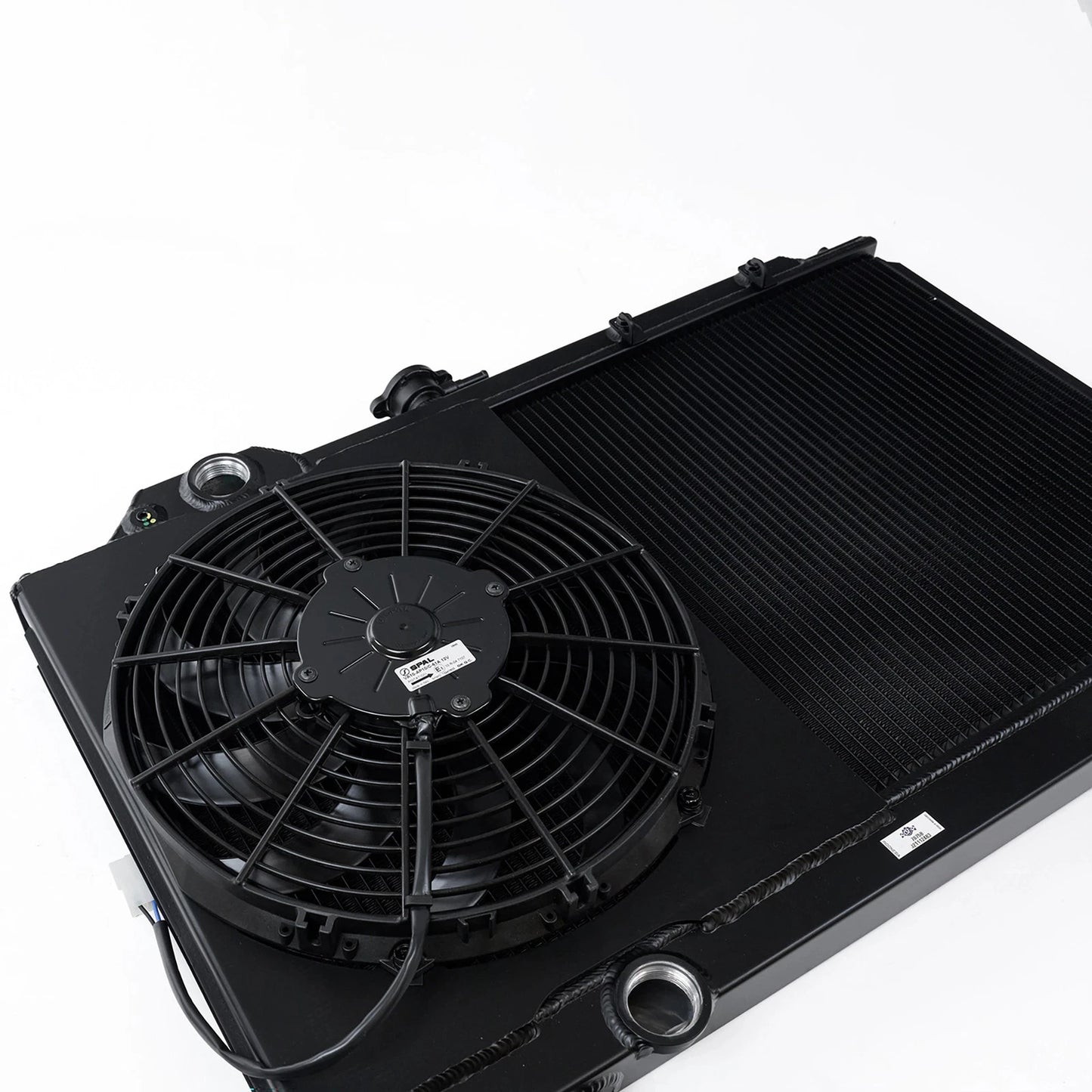 CSF 01-07 Mitsubishi Evo 7/8/9 Full-Slim Radiator w/12in Fan & Shroud/-16AN - Black