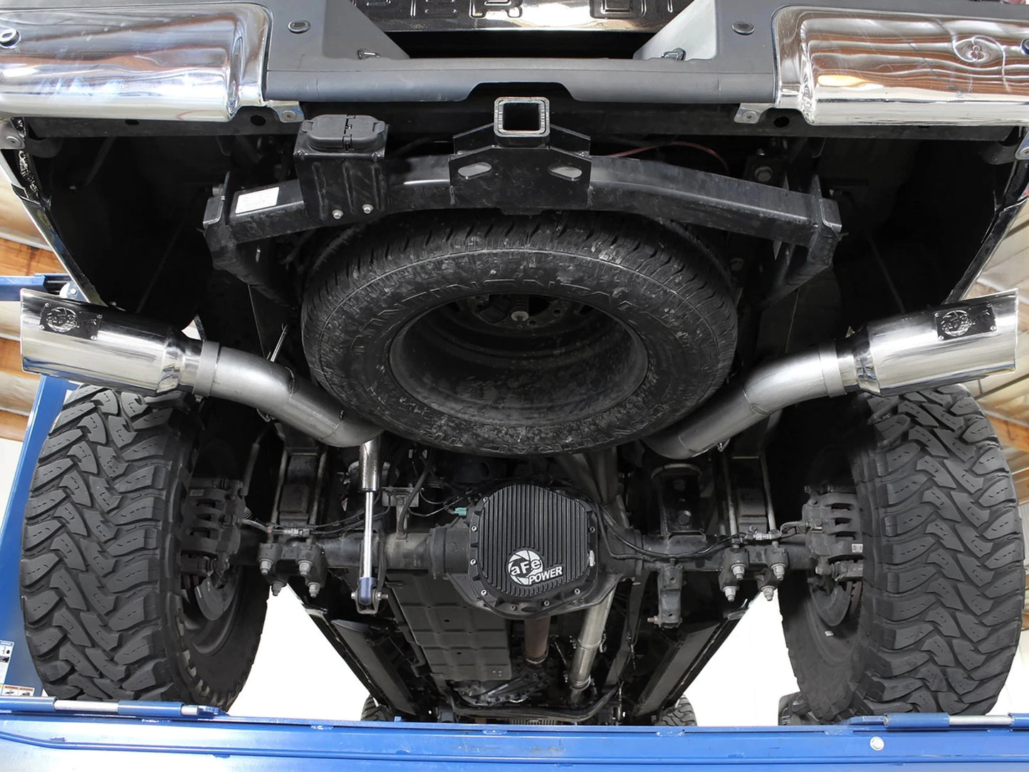 aFe Atlas Exhaust 4in DPF-Back Exhaust Aluminized Steel Polished Tip 11-14 ford Diesel Truck V8-6.7L