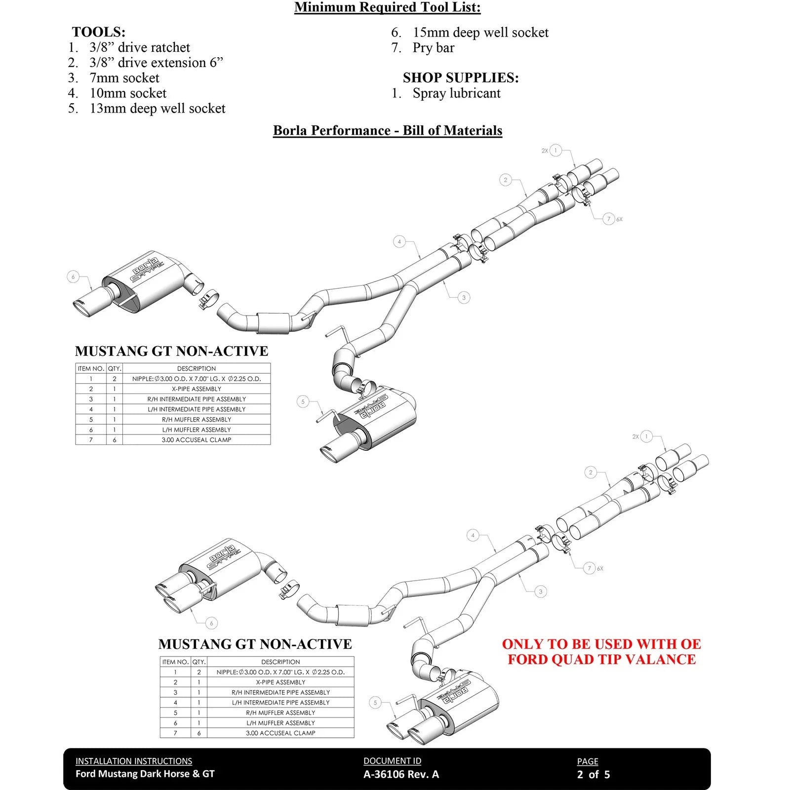 Borla 2024 Ford Mustang GT 5.0L V8 3 in ATAK Catback Non-Active Exhaust- Chrome Quad Tip