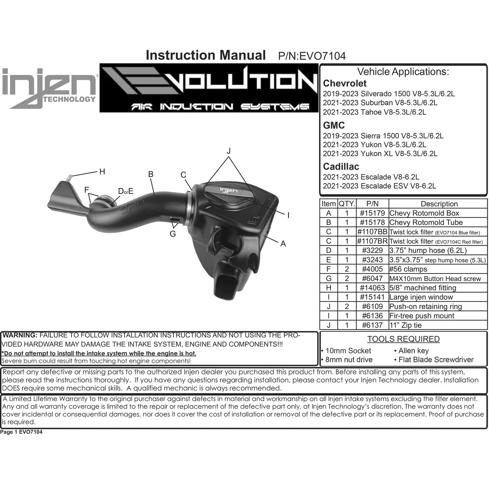 Injen 19-20 Chevrolet Silverado 1500 V8-5.3L Evolution Intake