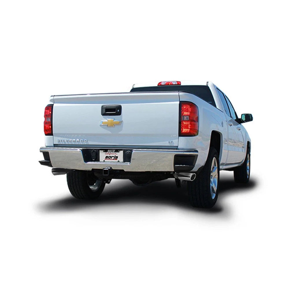 Borla 14 Silv/Sierra C/B Exhaust S-Type 1500 5.3L V8 AT/MT 2&4WD Ext Cab Split Side Exit
