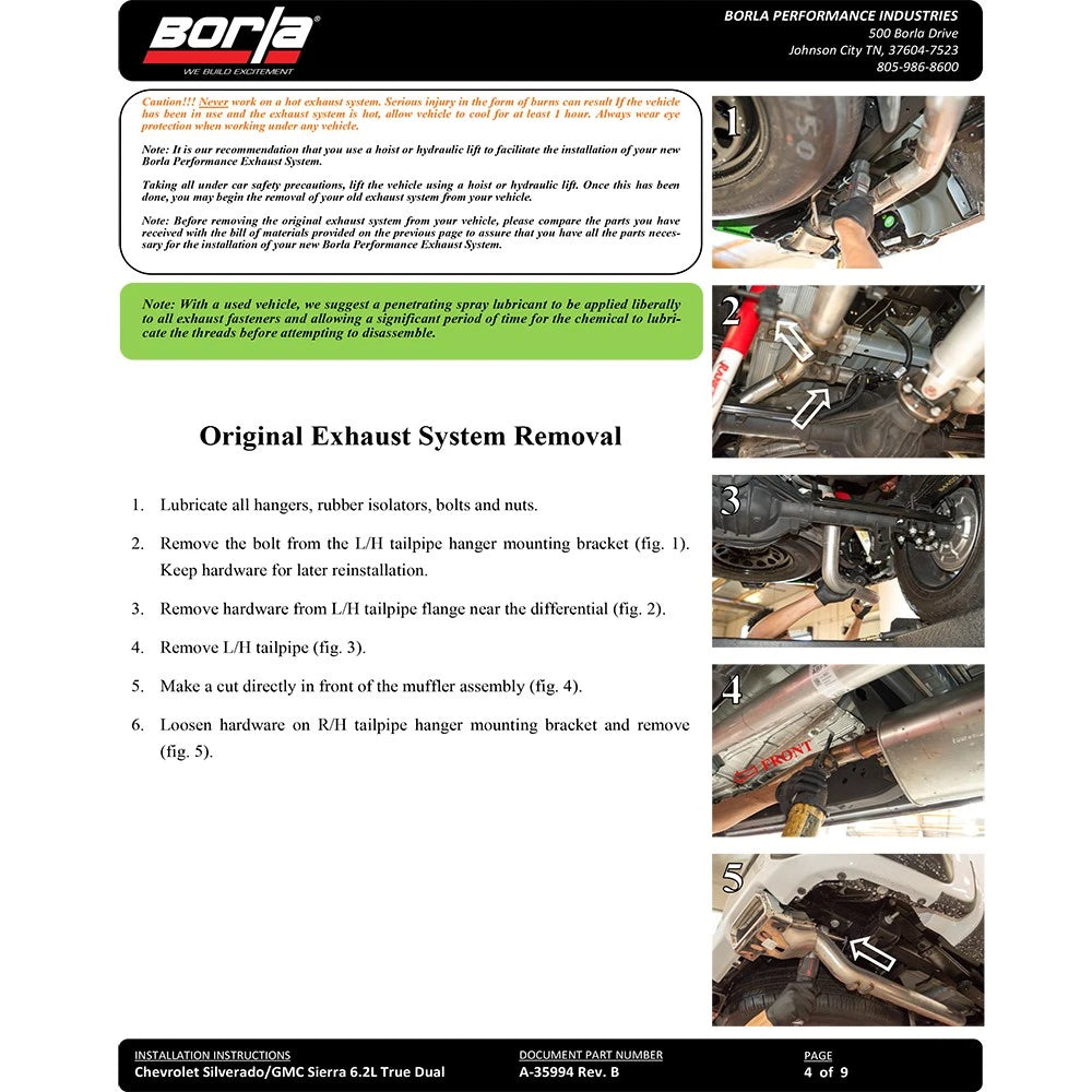 Borla 2019 Chevrolet Silverado / GMC Sierra 1500 S Type Catback Exhaust - 2.75in Pipe Diameter