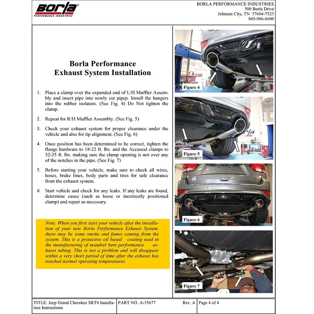 Borla 12-13 Jeep Grand Cherokee SRT8 6.4L 8cyl Aggressive ATAK Exhaust (rear section only)