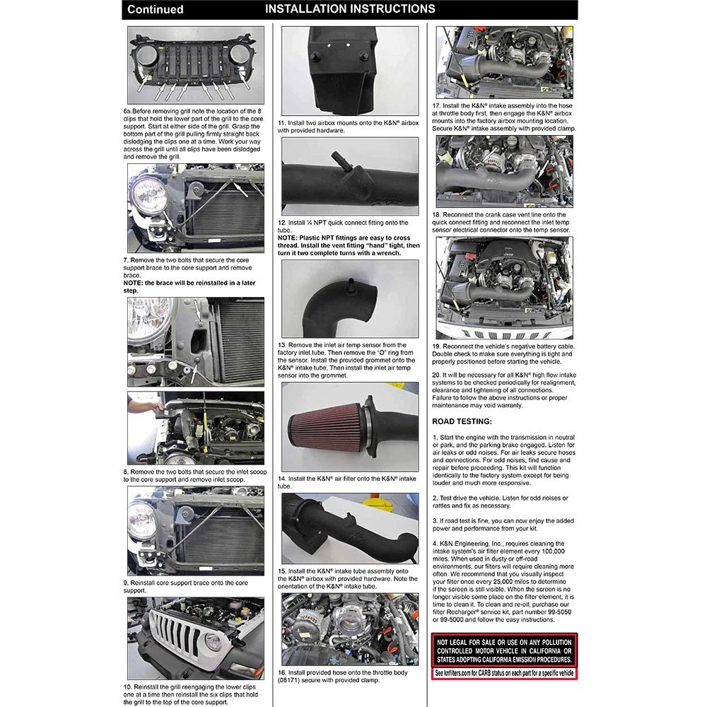 K&N 2018 Jeep Wrangler JL V6-3.6L F/I AirCharger Performance Intake
