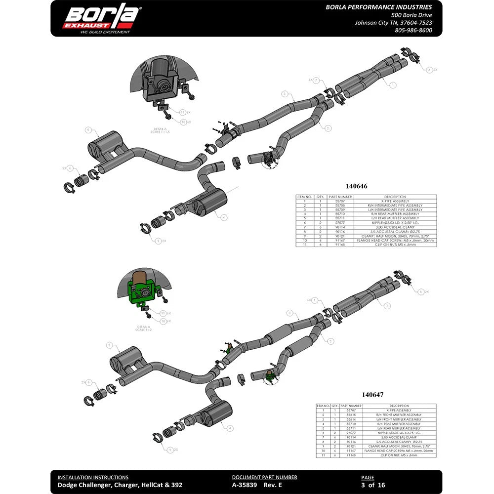 Borla 2015 Dodge Challenger SRT/392 Hemi 6.4L V8 S-TYPE Catback Exhaust w/ Valves Factory Bezel