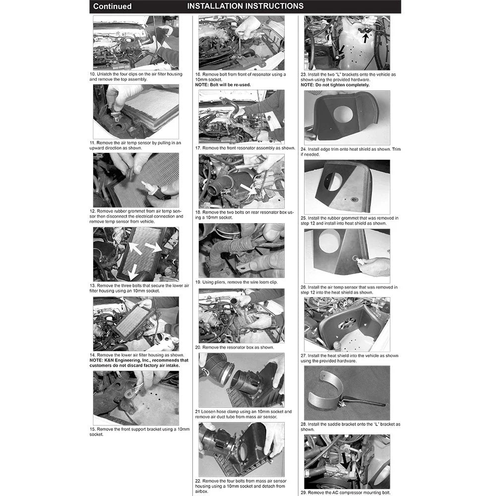 K&N 01-04 Nissan Frontier V6-3.3L S/C Performance Intake Kit