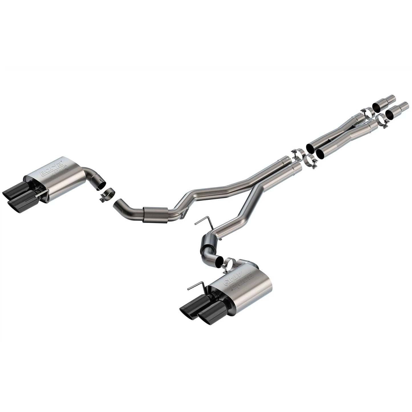 Borla 2024 Ford Mustang GT 5.0L V8 3 in ATAK Catback Non-Active Exhaust- Black Chrome Quad Tip
