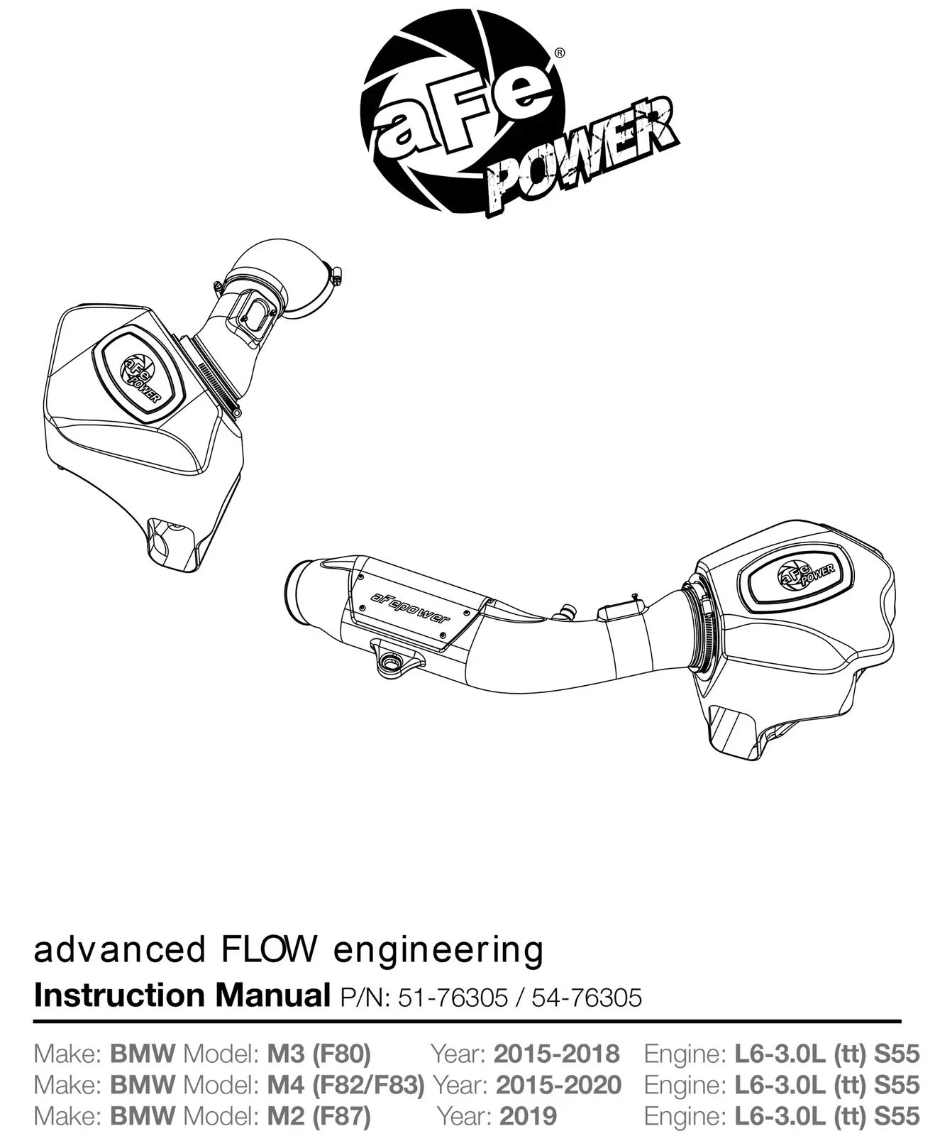 aFe Momentum Pro 5R Cold Air Intake System 15-18 BMW M3/M4 (F80/82/83) L6-3.0L (tt) S55