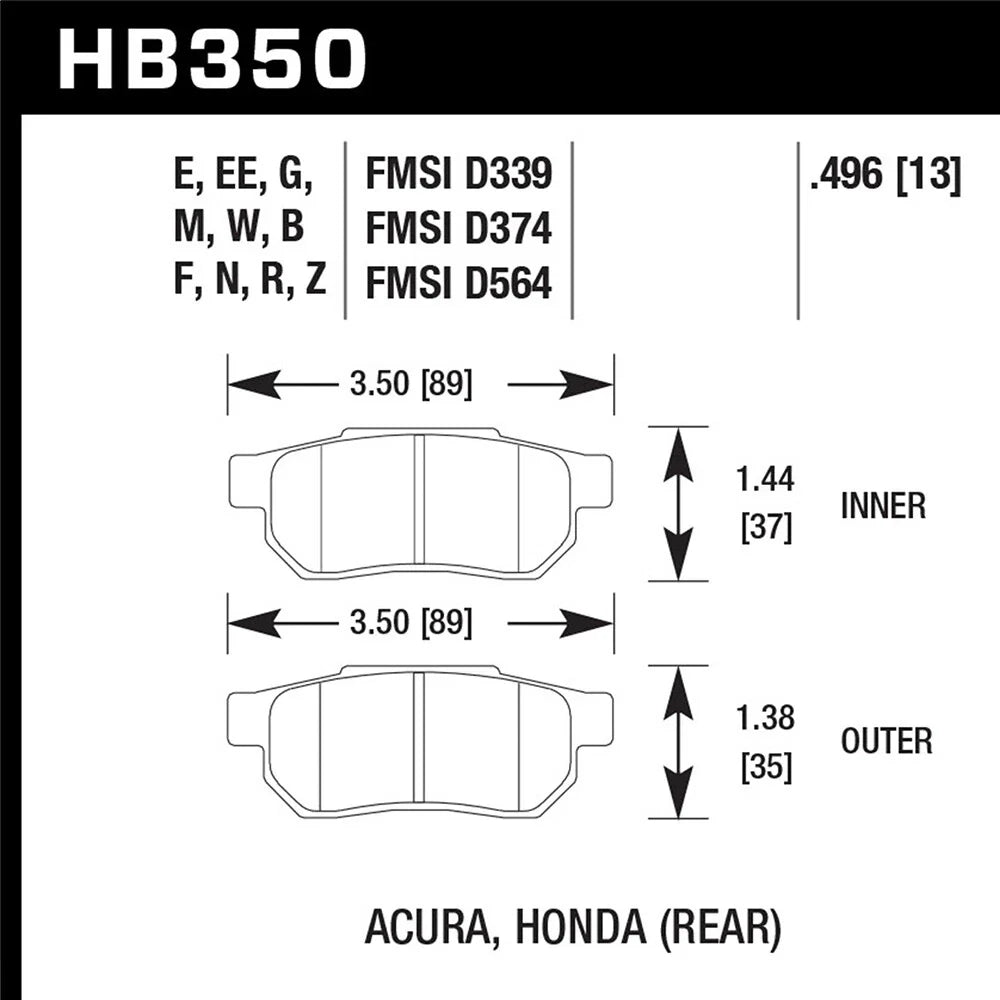 Hawk 90-01 Acura Integra (excl Type R) / 98-00 Civic Coupe Si HPS Street Rear Brake Pads