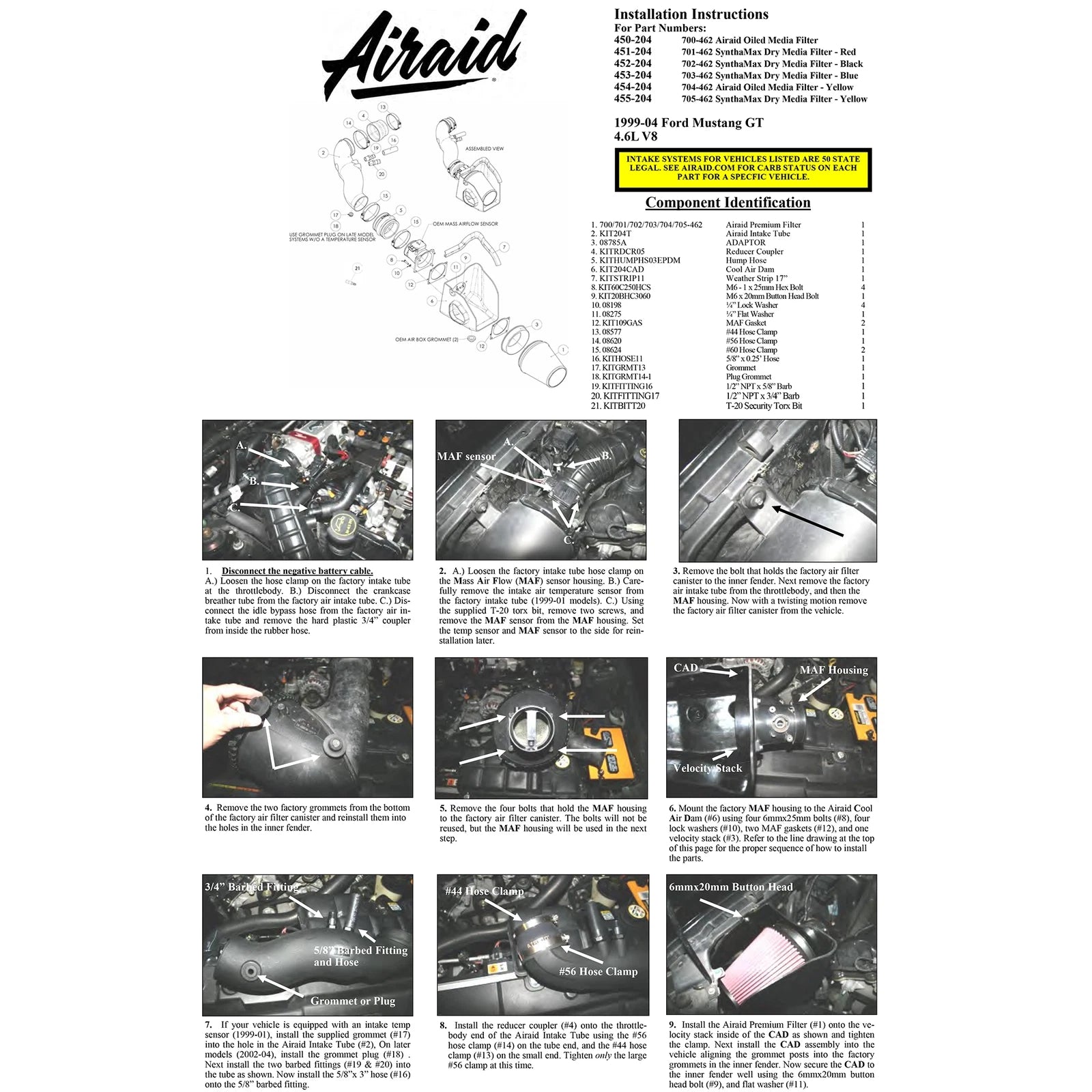 Airaid 99-04 Mustang GT MXP Intake System w/ Tube (Dry / Blue Media)