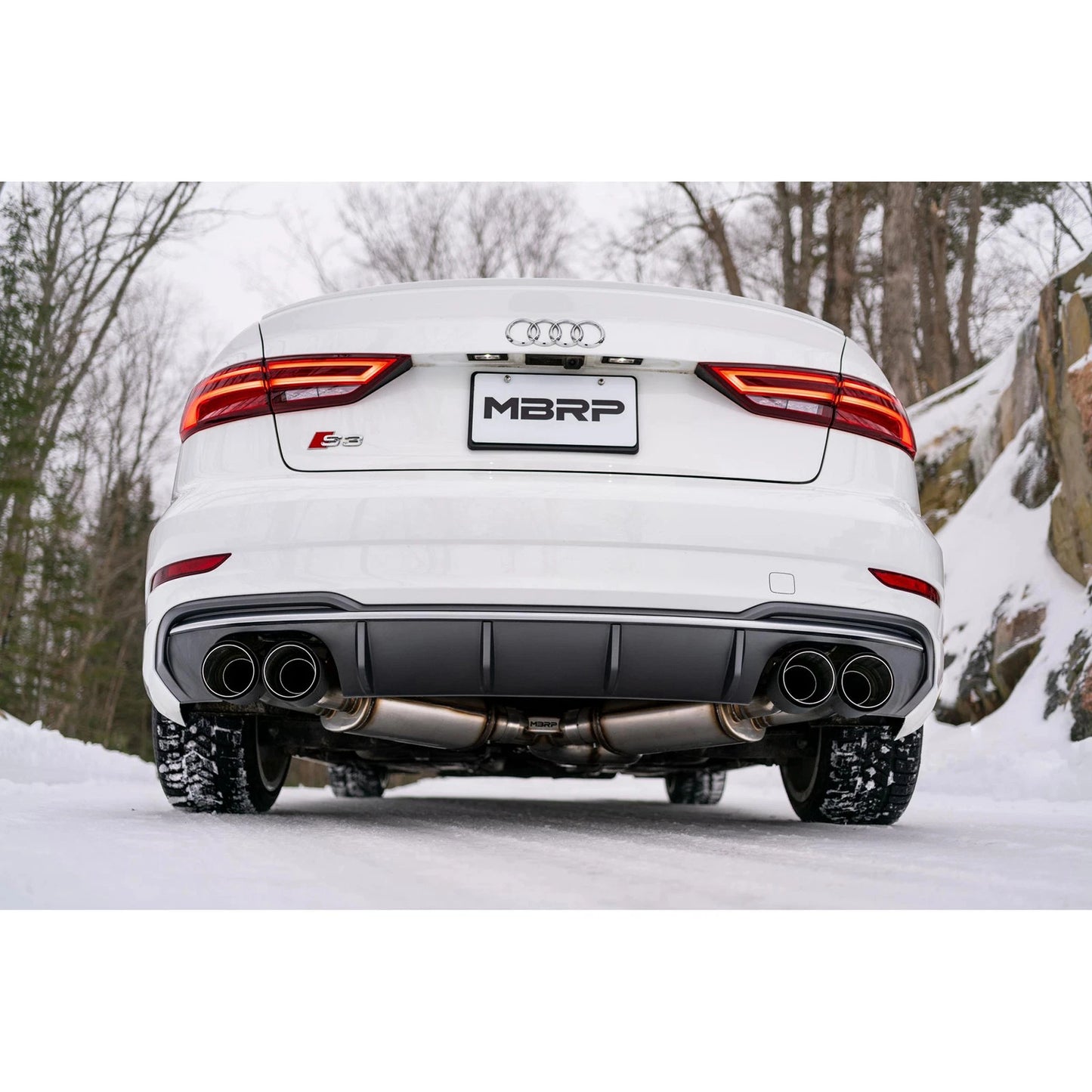 MBRP 15-18 Audi S3 SS 3in Quad Split Rear Exit w/ Carbon Fiber Tips - T304
