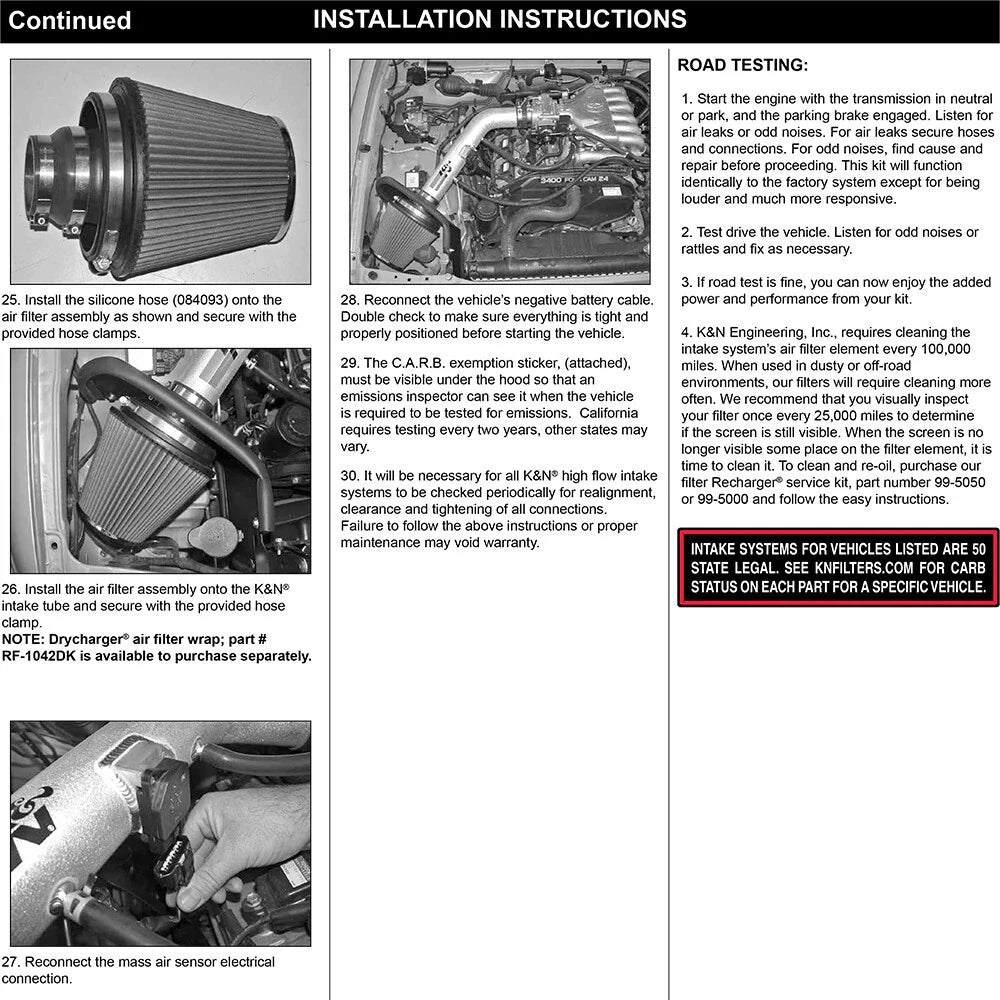 K&N 99-04 Toyota Tacoma/4Runner V6-3.4L High Flow Performance Kit