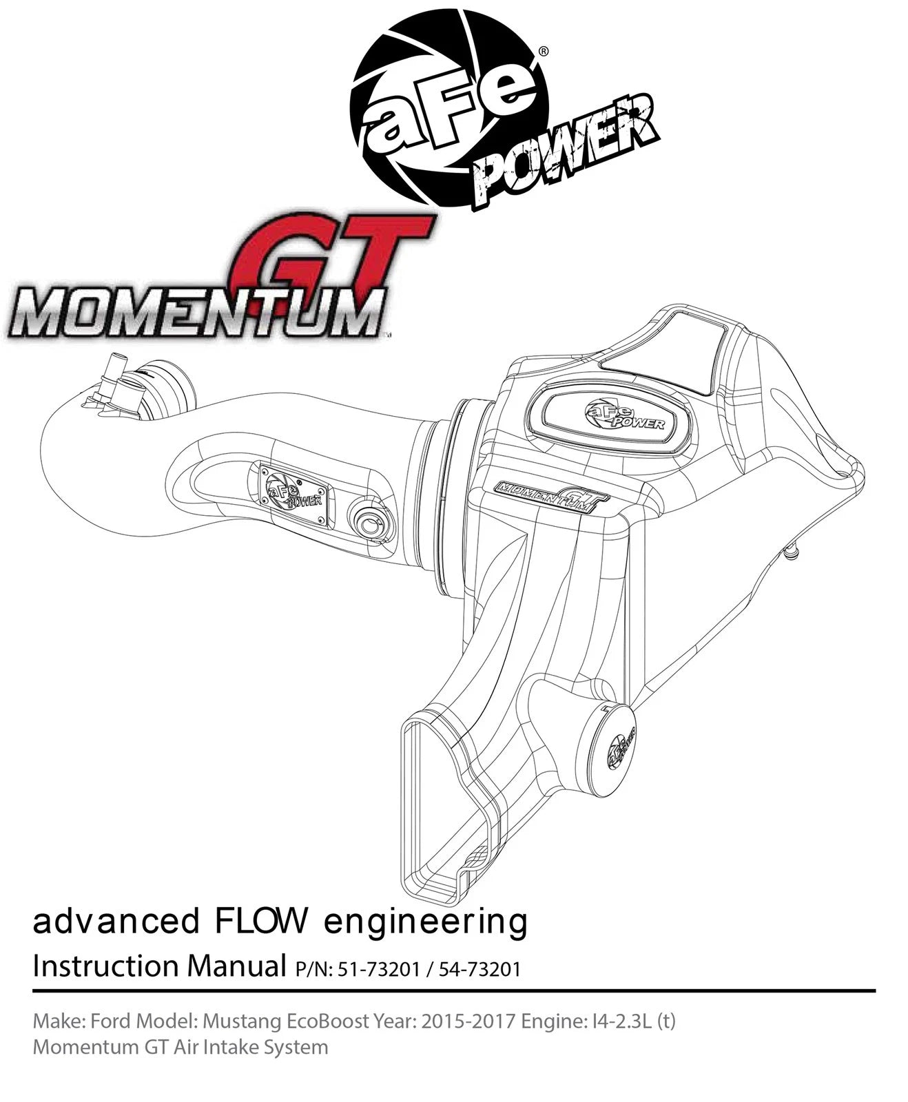 aFe Momentum GT Pro 5R Intake System 15-16 Ford Mustang L4-2.3L EcoBoost