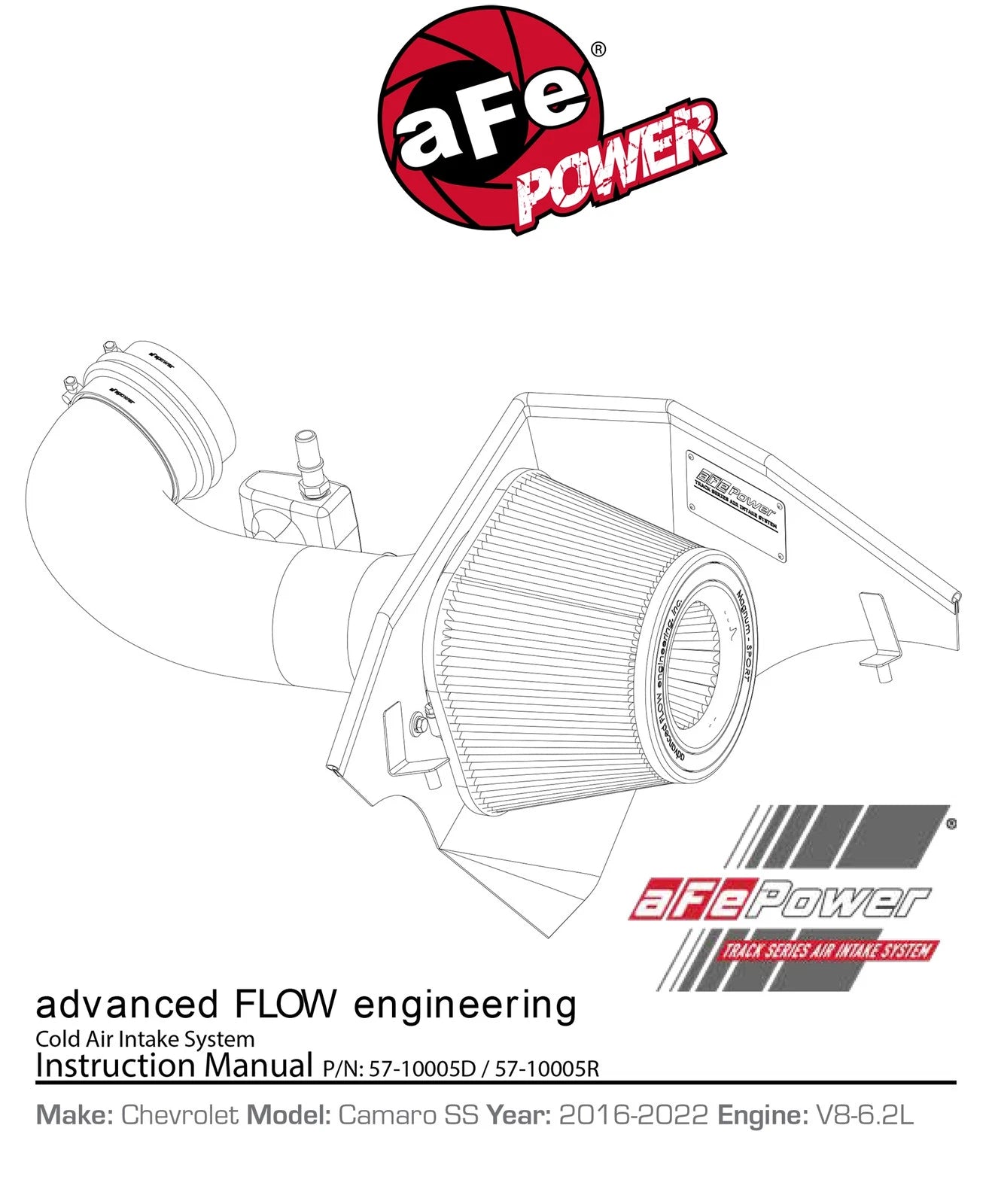 aFe Track Series Carbon Fiber Pro 5R AIS - 16-19 Chevrolet Camaro SS V8-6.2L