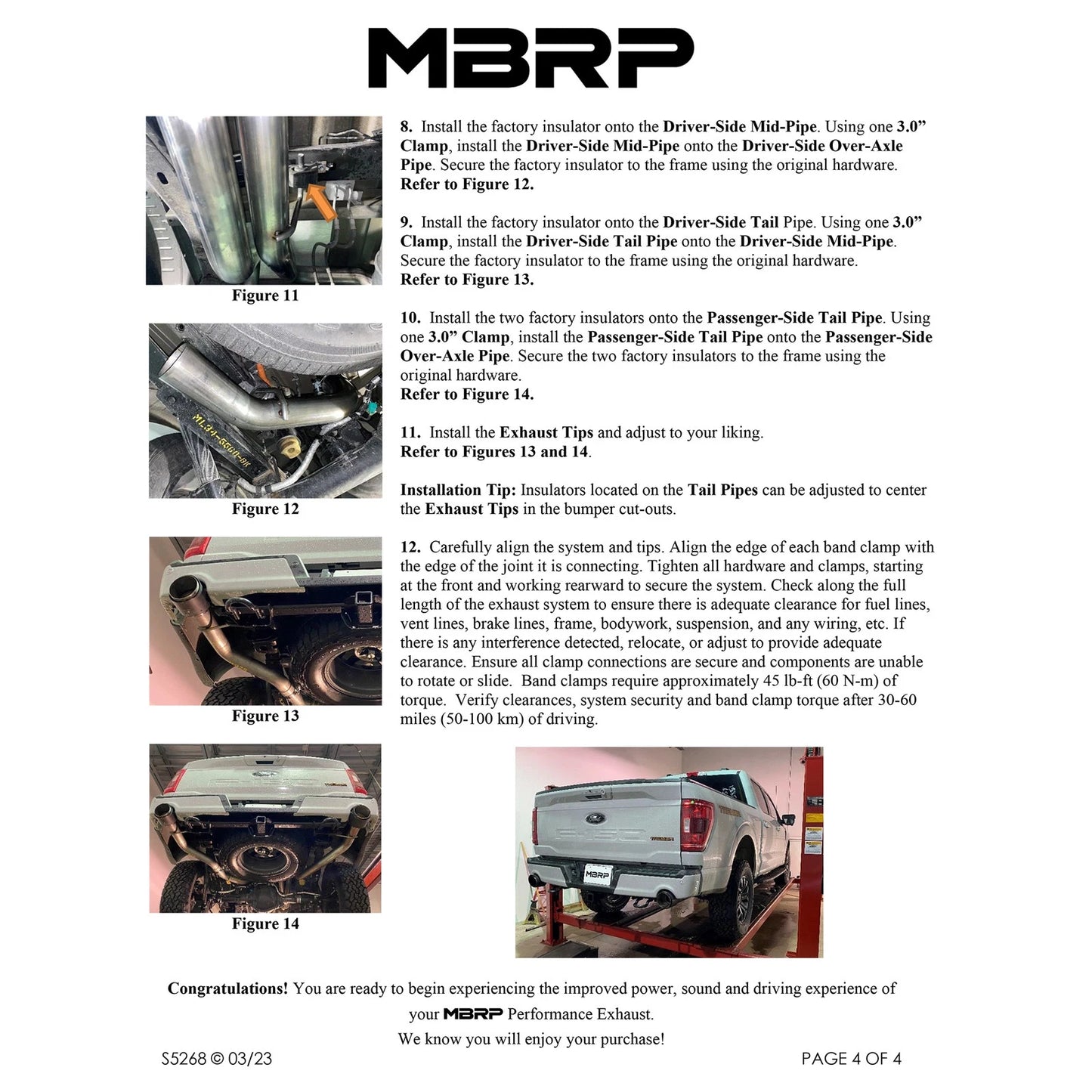 MBRP 22-23 Ford F150 T304 5in OD Carbon Fiber Tip Dual Rear Exit 3in Cat Back Exhaust