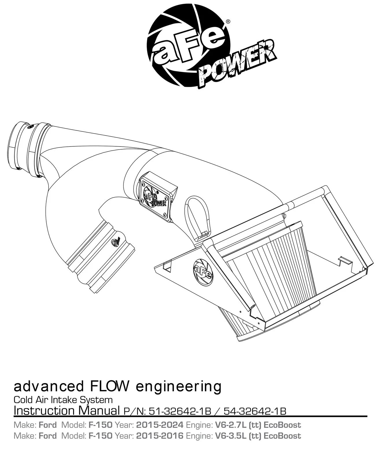 aFe MagnumFORCE Pro DRY S Stage-2 Intake System 16 Ford F-150 EcoBoost V6-2.7L/3.5L (tt)