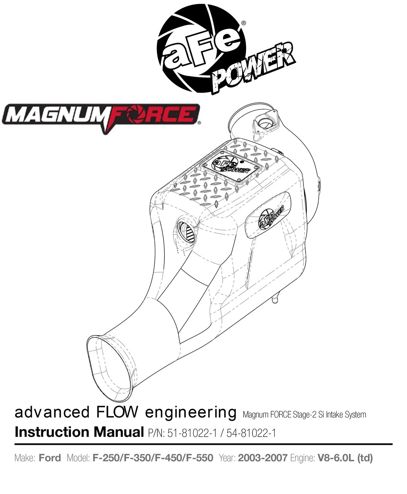 aFe POWER Magnum FORCE Stage-2Si CAIS w/Pro 5R Media 03-07 Ford Diesel Trucks V8-6.0L (td)