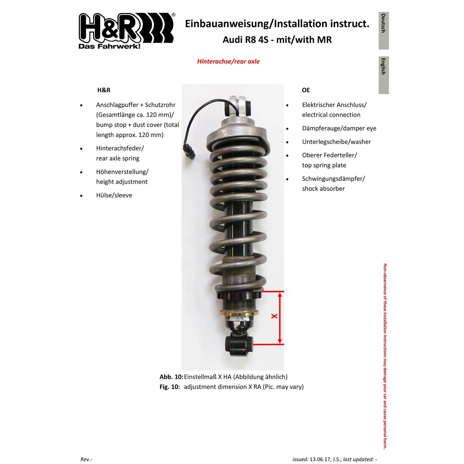 H&R 17-22 Audi R8 Coupe V10 (AWD/RWD) 4S VTF Adjustable Lowering Springs (w/Adaptive Suspension)