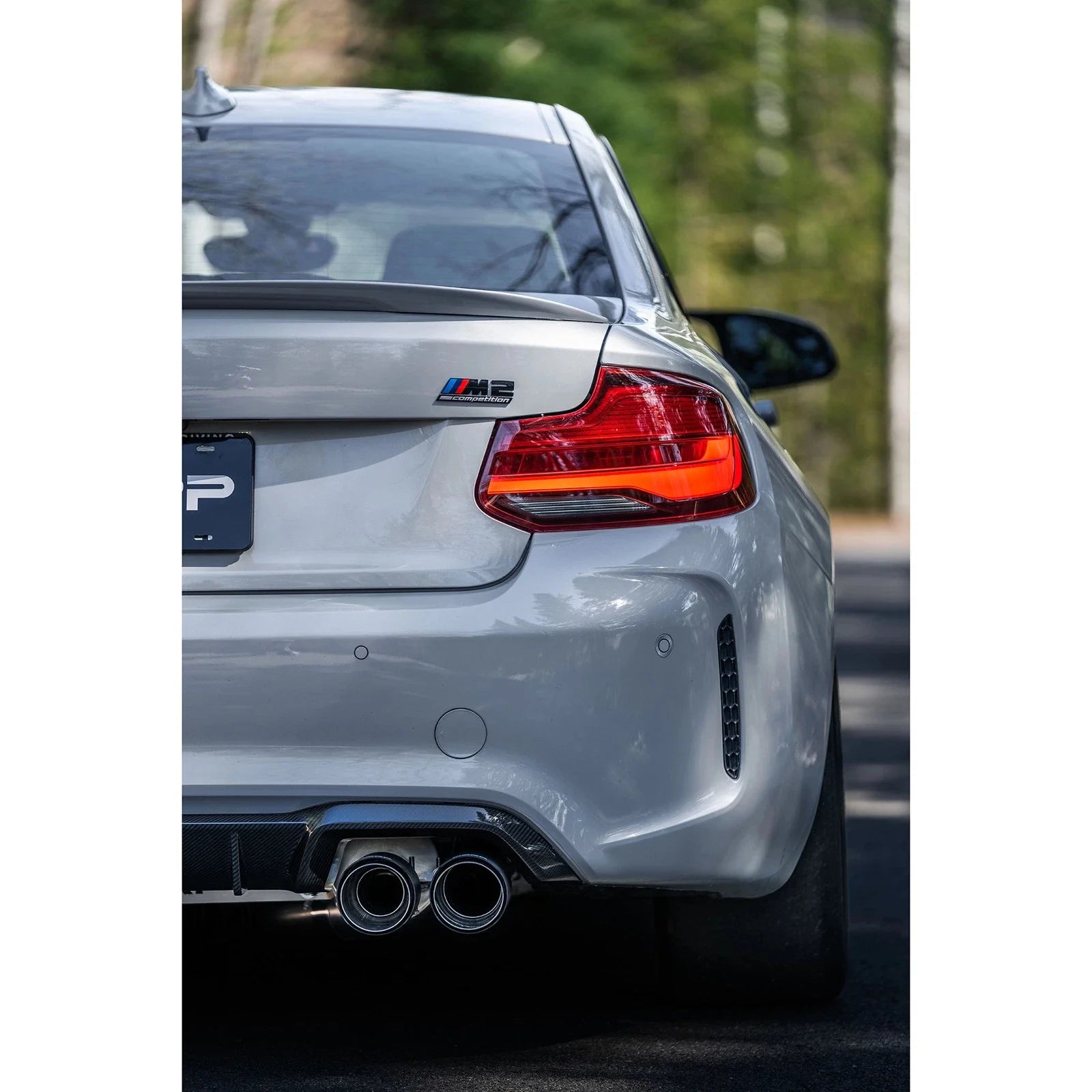 MBRP 18-22 BMW M2 Competition 3.0L T304 SS 3in Resonator-Back Exhaust Quad Rear w/ Carbon Fiber Tips