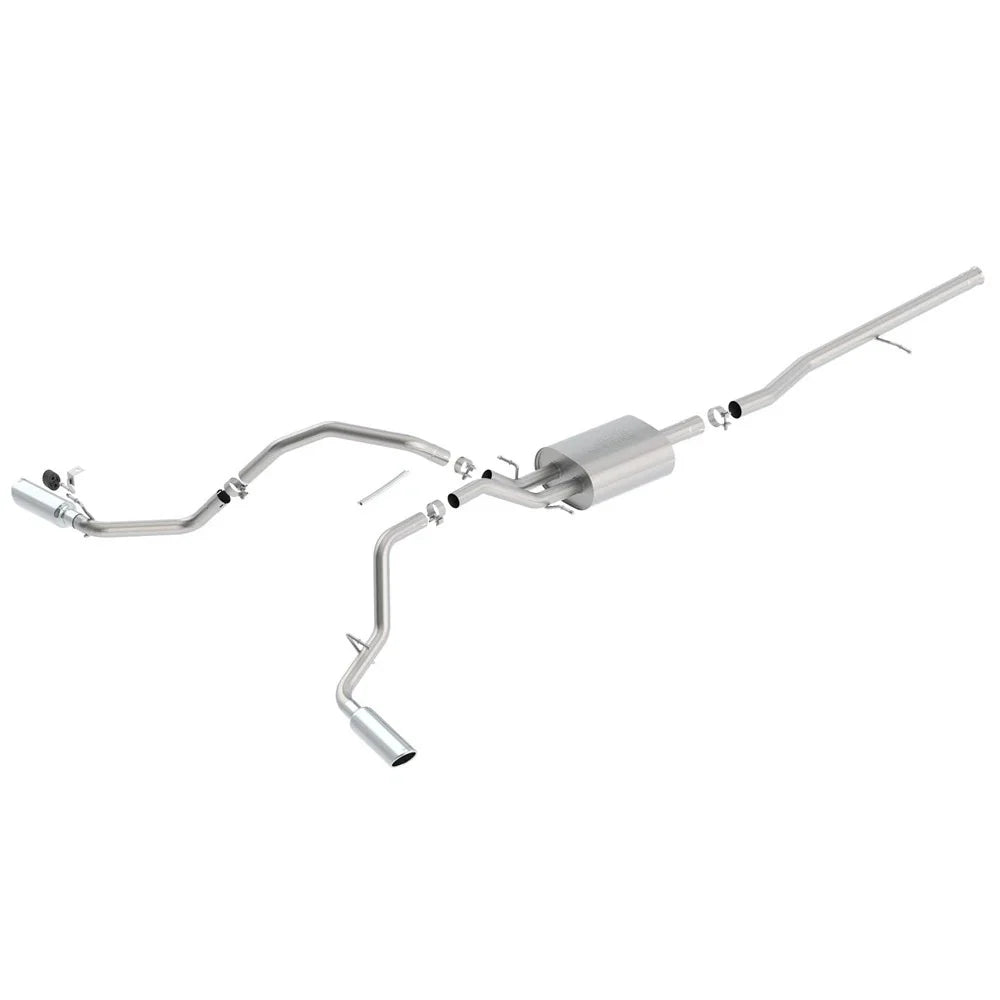 Borla 14 Silv/Sierra C/B Exhaust S-Type 1500 5.3L V8 AT/MT 2&4WD Ext Cab Split Side Exit