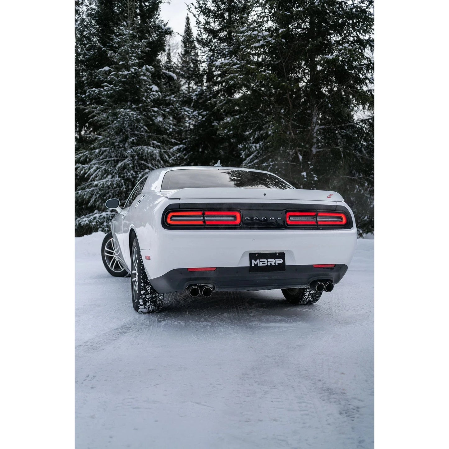 MBRP 2015+ Dodge Challenger 3.6L SS 2.5in Quad Tip Split Rear Exit w/ Carbon Fiber Tips - T304
