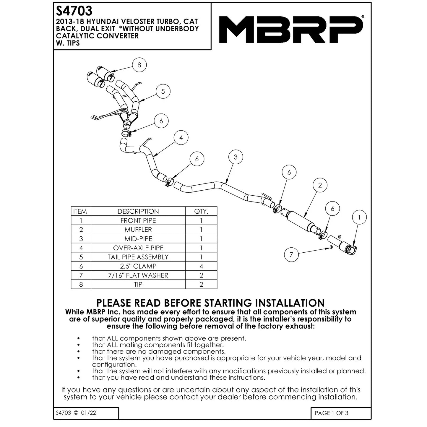 MBRP 13-18 Hyundai Veloster Turbo 2.5in T304 w/ 4in. OD Tips - Cat Back Dual Exit