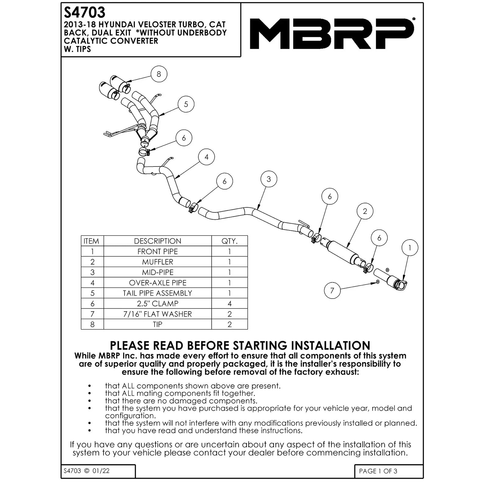 MBRP 13-18 Hyundai Veloster Turbo 2.5in T304 w/ 4in. OD Tips - Cat Back Dual Exit