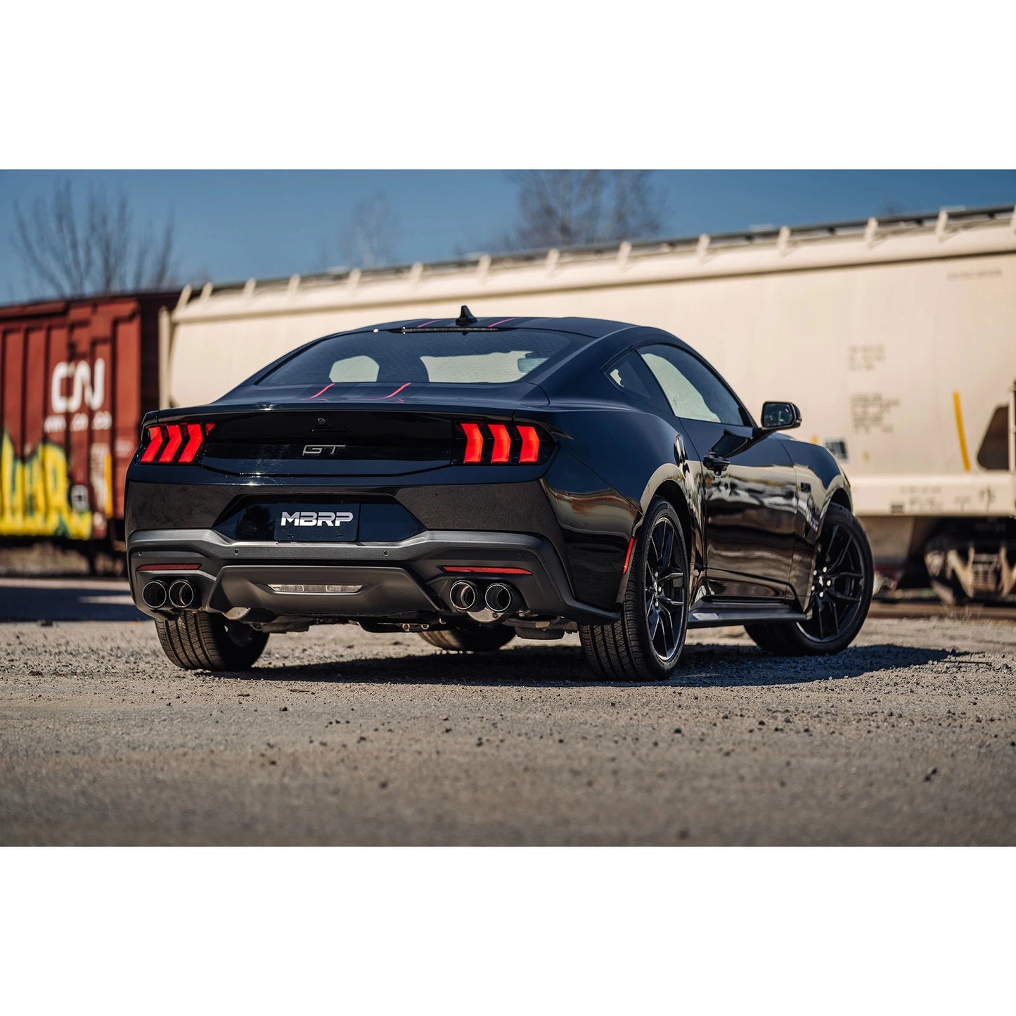 MBRP 2024+ For Mustang GT (S650) 3in Cat-Back Quad Tip - 4in Carbon Fiber Tips