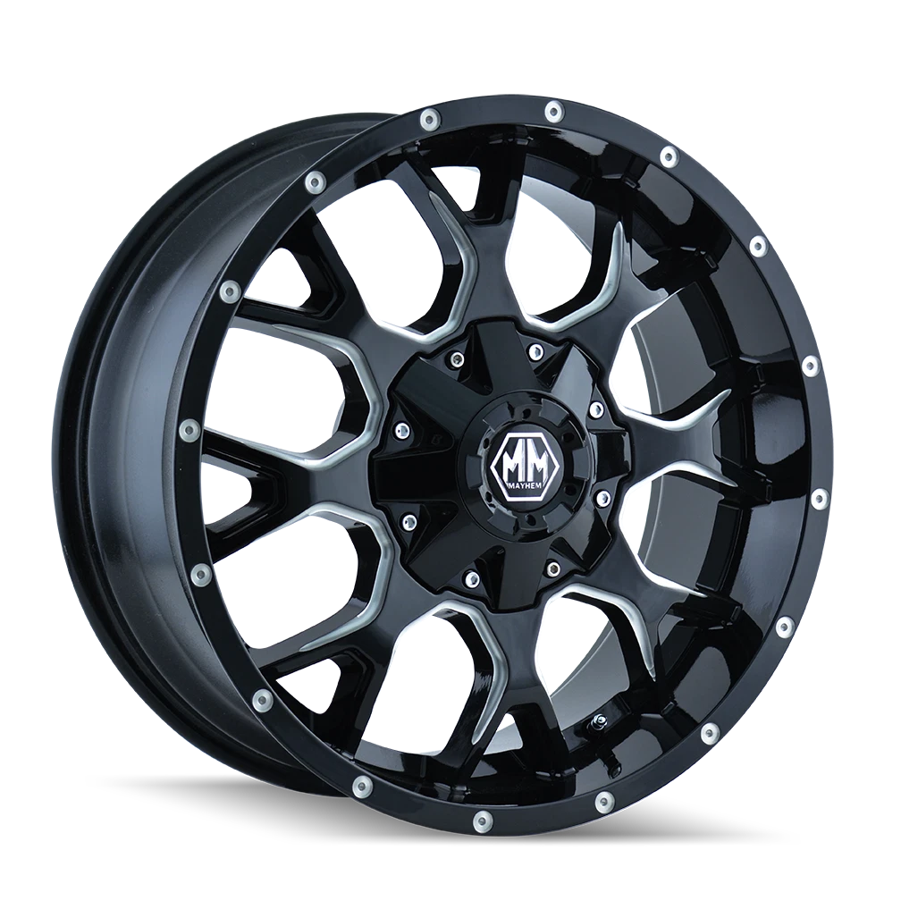 Mayhem 8015 Warrior 17x9 / 6x135 BP / -12mm Offset / 106mm Hub Black w/ Milled Spokes Wheel