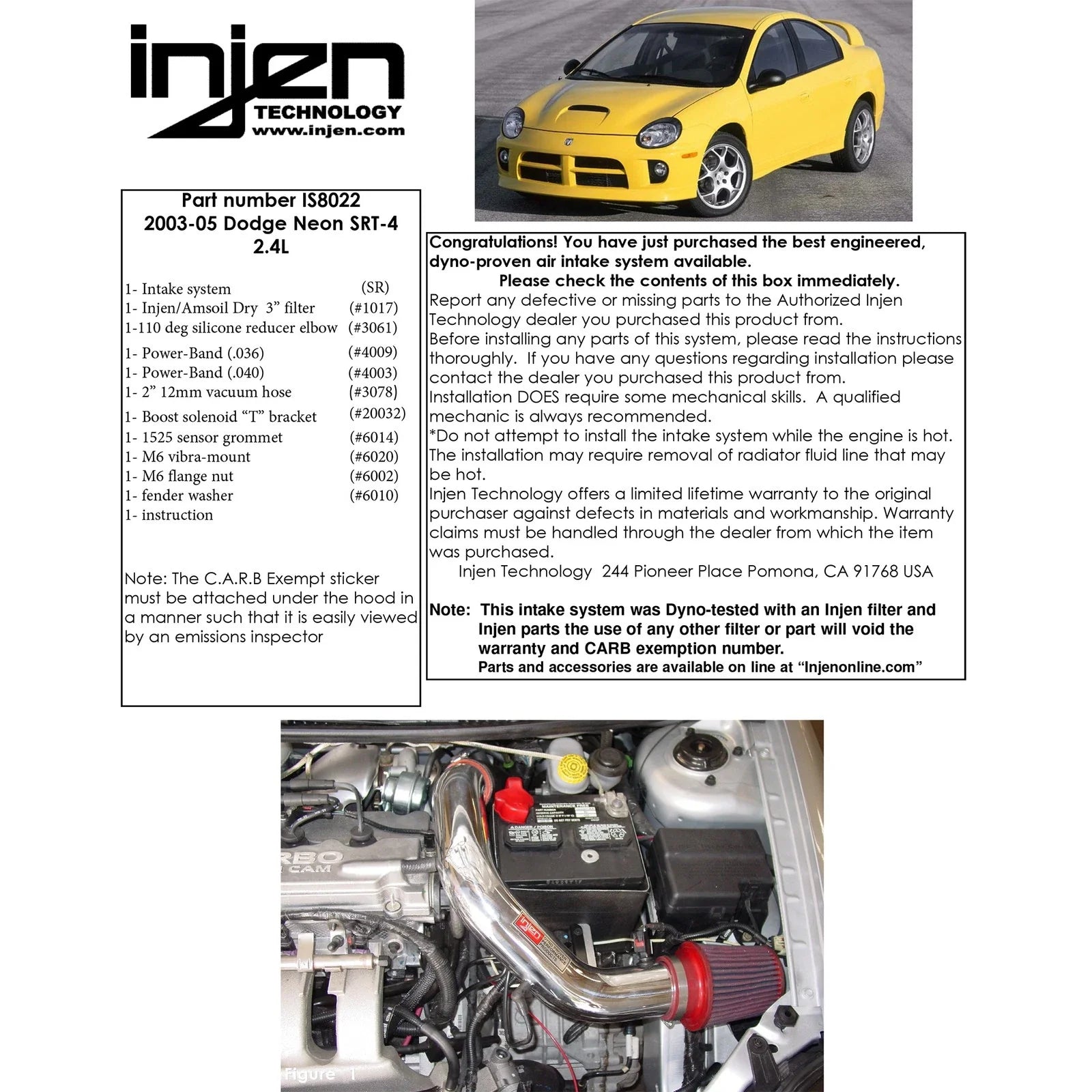 Injen 03-05 Neon SRT-4 Polished Short Ram Intake