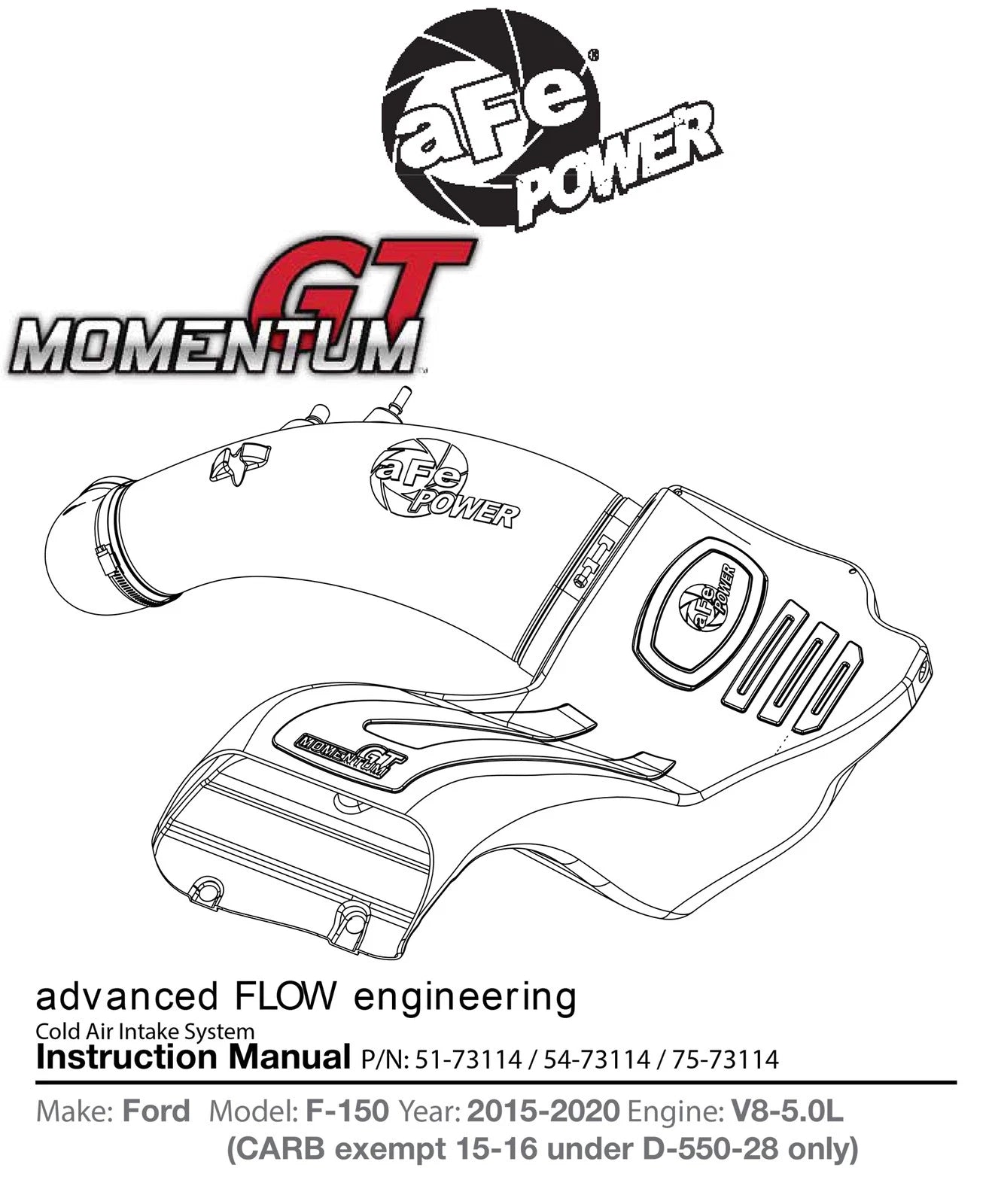 aFe Momentum GT Pro 5R Stage-2 Intake System 15-17 Ford F-150 V8 5.0L
