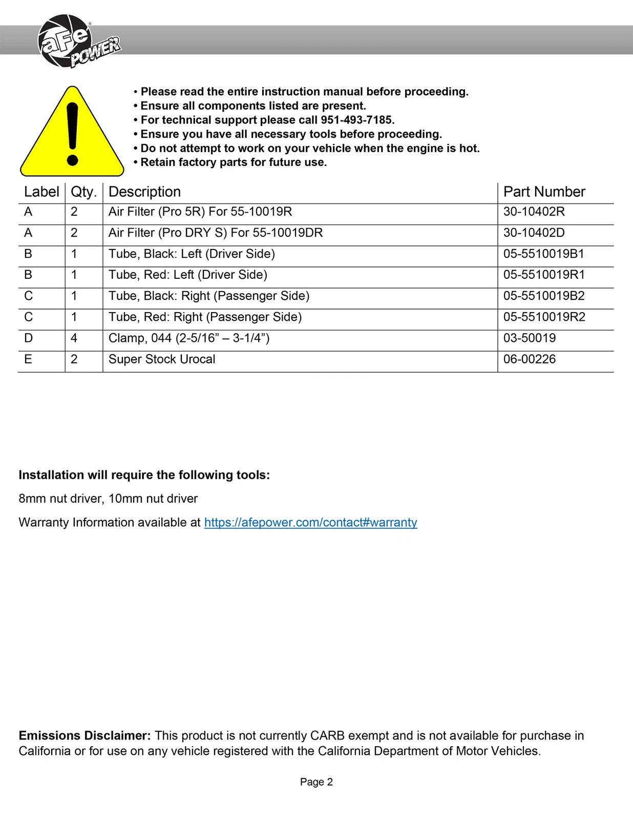aFe Super Stock Induction System Pro DRY S Media Jeep 22-23 Toyota Tundra V6-3.4L (tt)