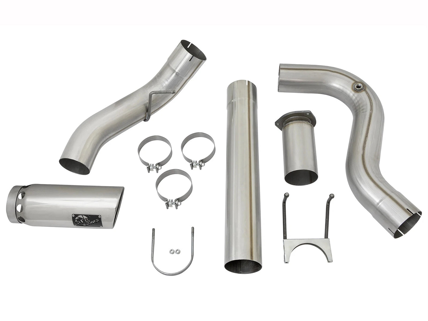 aFe LARGE BORE HD 5in 409-SS DPF-Back Exhaust w/Polished Tip 2017 Ford Diesel Trucks V8 6.7L (td)