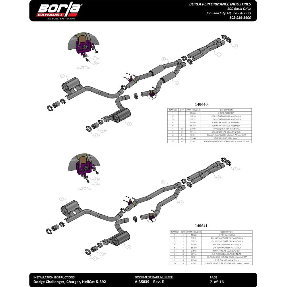 Borla 2015 Dodge Charger Hellcat 6.2L V8 ATAK Catback Exhaust w/ Valves No Tips Factory Valance