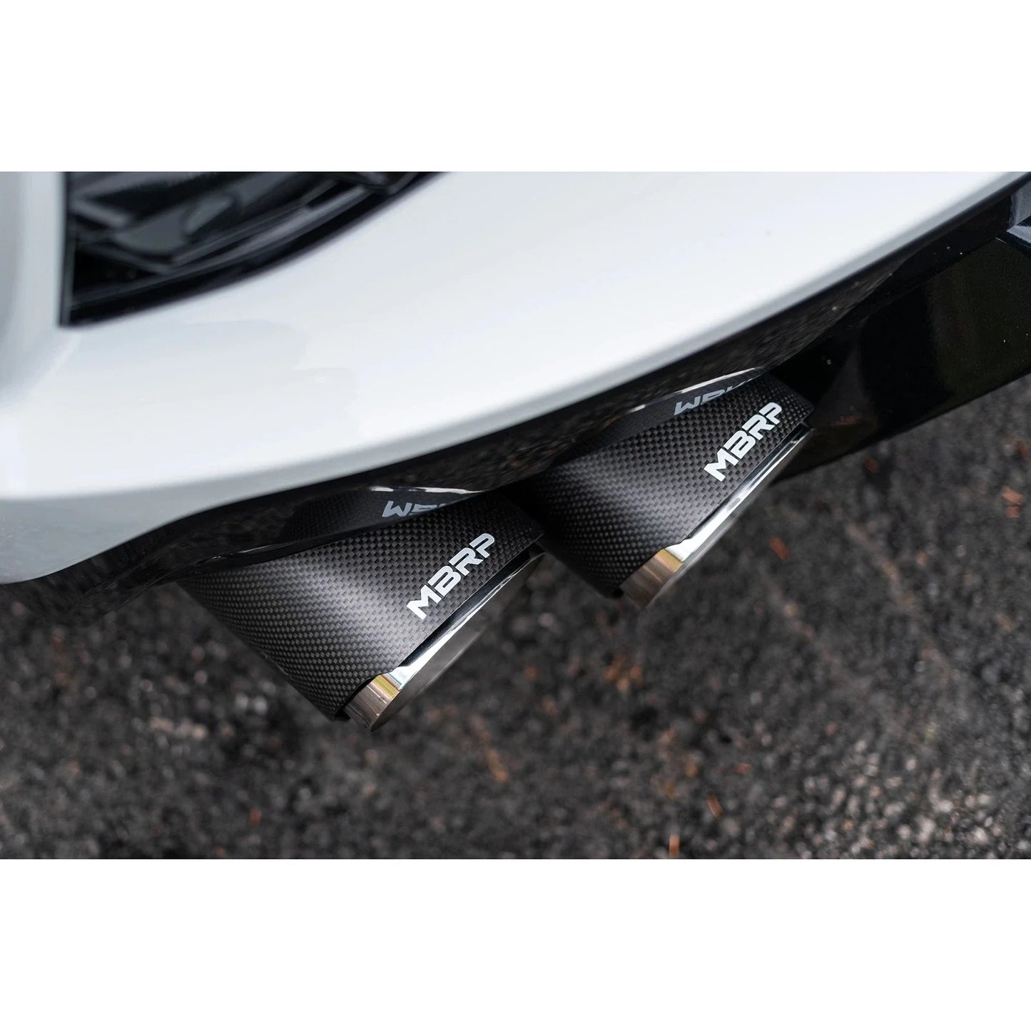 MBRP 20-23 Chevrolet Corvette C8 3in Cat Back Quad Split Rear Exit w/ Carbon Fiber Tips - T304