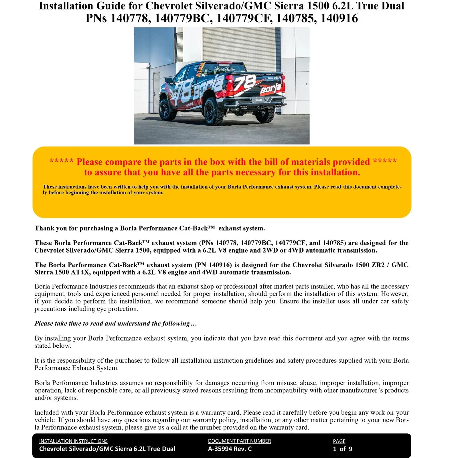 Borla 22-23 Chevrolet Silverado 1500 ZR2 & AT4X 6.2L CC SB 147.5in WB S-Type True Dual