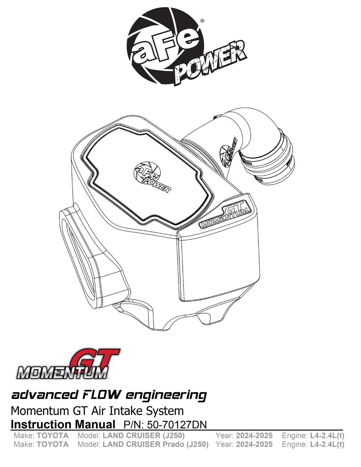 aFe POWER Momentum GT Pro Dry S Intake System 24-25 Toyota Land Cruiser (J250) - Orange Edition