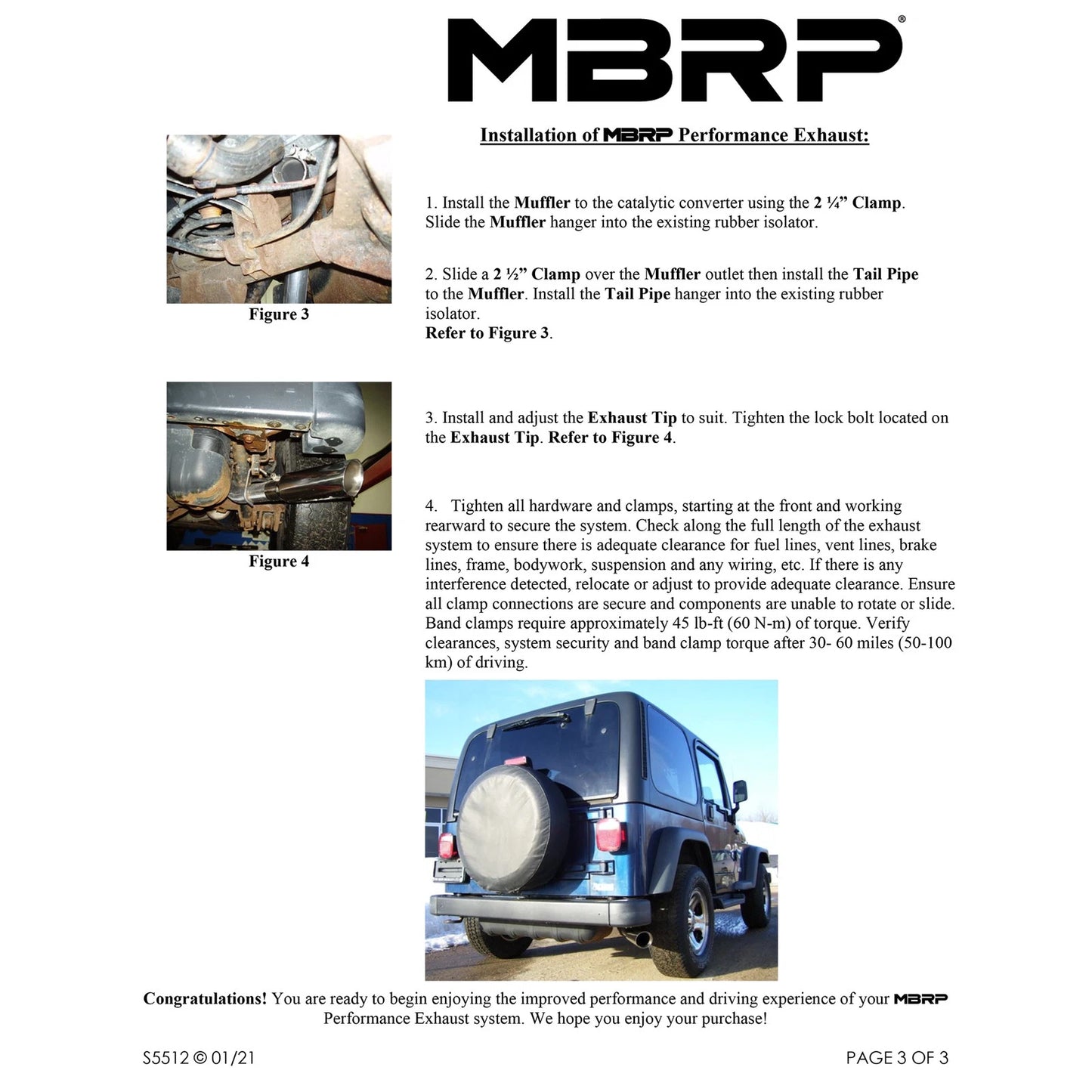 MBRP 1997-1999 Jeep Wrangler (TJ) Inline-4 2.5L Inline-6 4.0L Cat Back Single