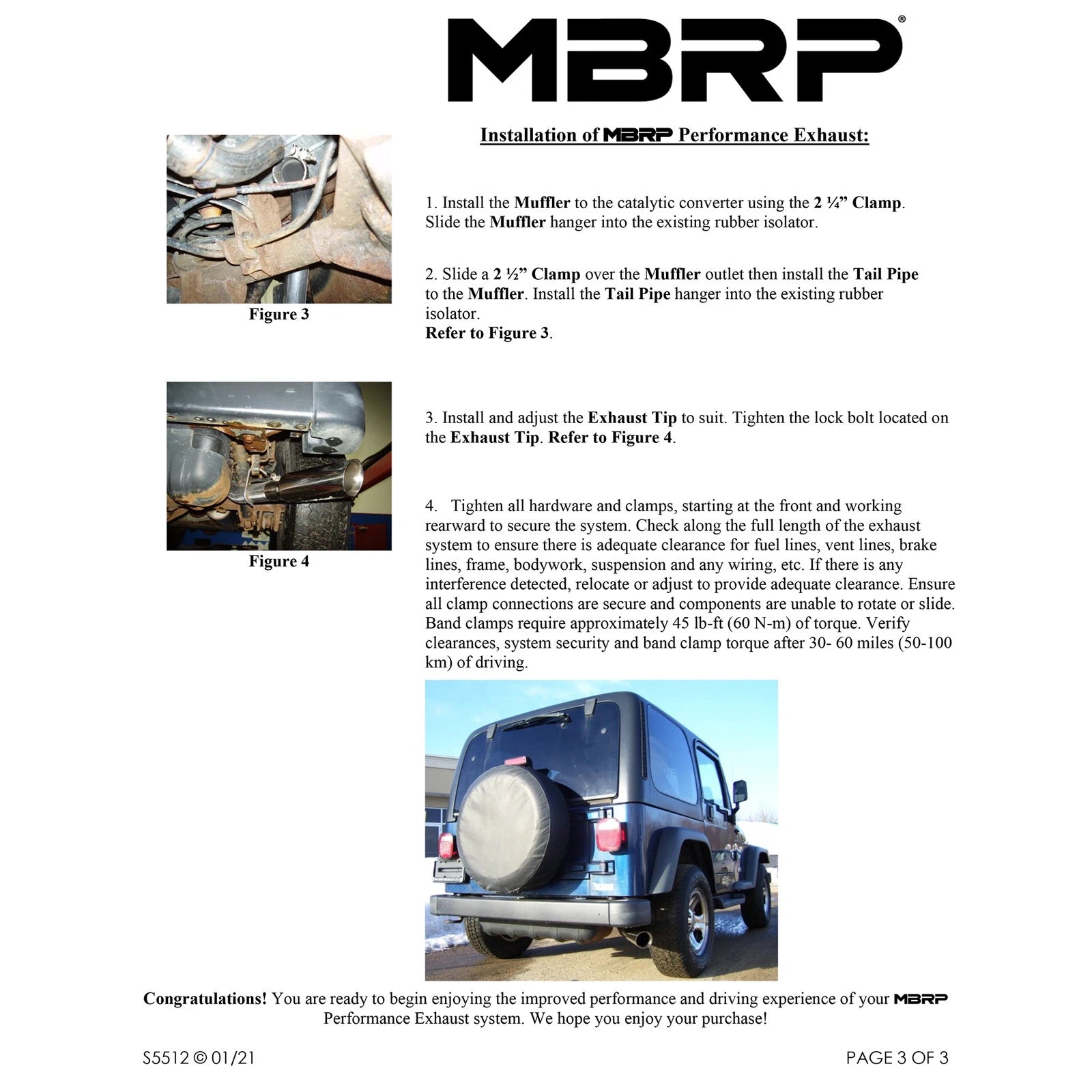MBRP 1997-1999 Jeep Wrangler (TJ) Inline-4 2.5L Inline-6 4.0L Cat Back Single