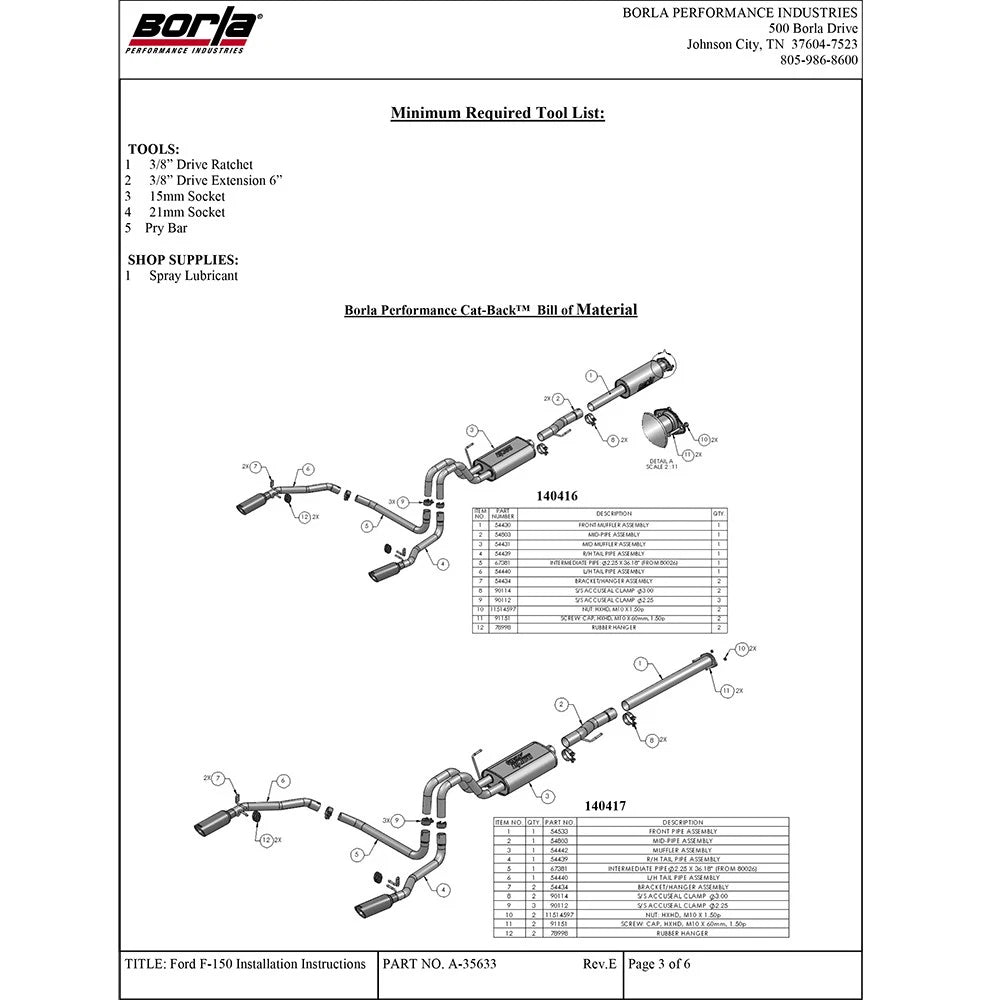 Borla 11-14 Ford F-150 5.0L AT 2/4WD Aggressive ATAK SS Catback Exhaust