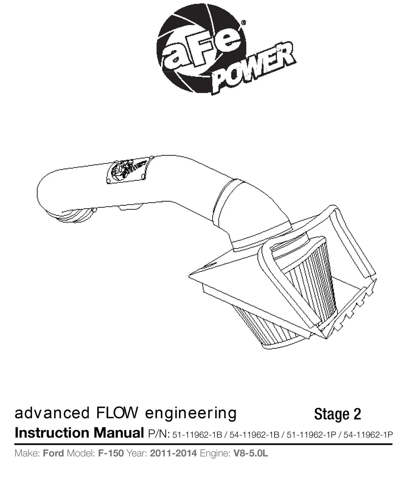 aFe MagnumFORCE Intakes Stage-2 P5R AIS P5R Ford F-150 11-12 V8-5.0L (blk)