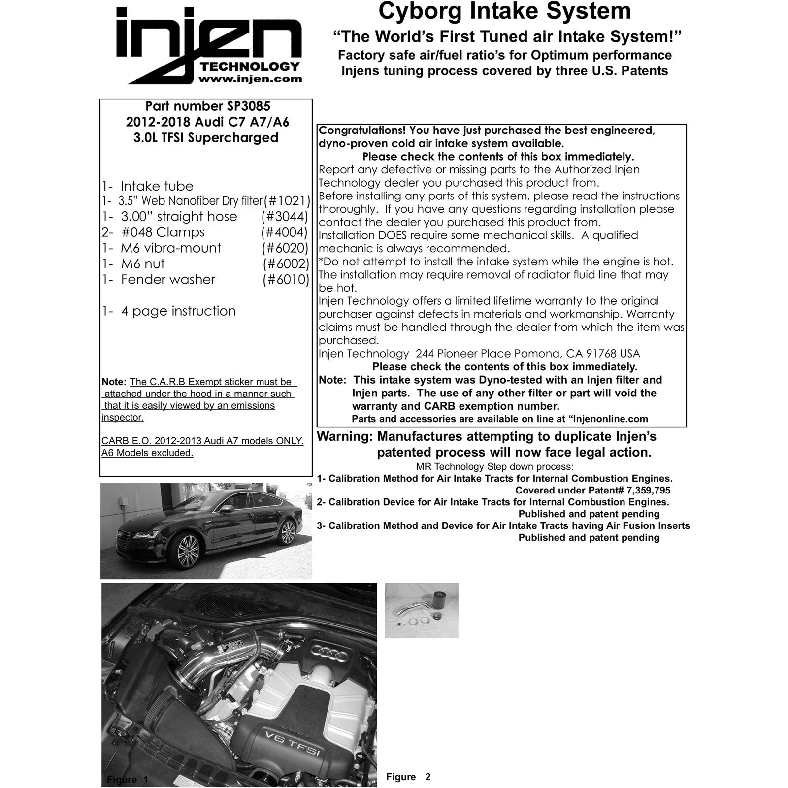 Injen 12-18 Audi A7 3.0L Supercharged Polished Short Ram Intake w/ MRI Tech & Air Horn