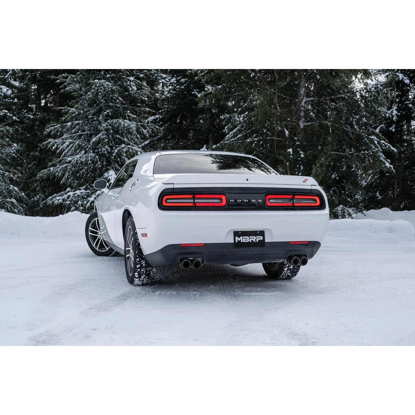 MBRP 2015+ Dodge Challenger 3.6L SS 2.5in Quad Tip Split Rear Exit w/ Carbon Fiber Tips - T304