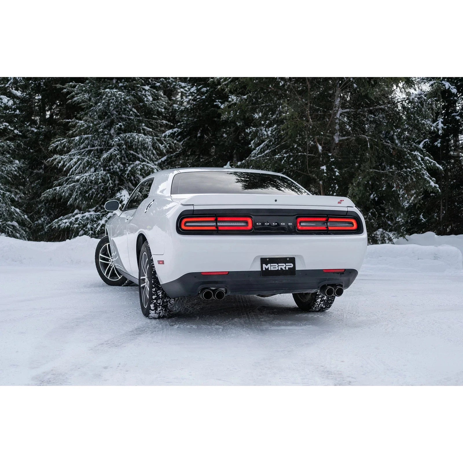 MBRP 2015+ Dodge Challenger 3.6L SS 2.5in Quad Tip Split Rear Exit w/ Carbon Fiber Tips - T304