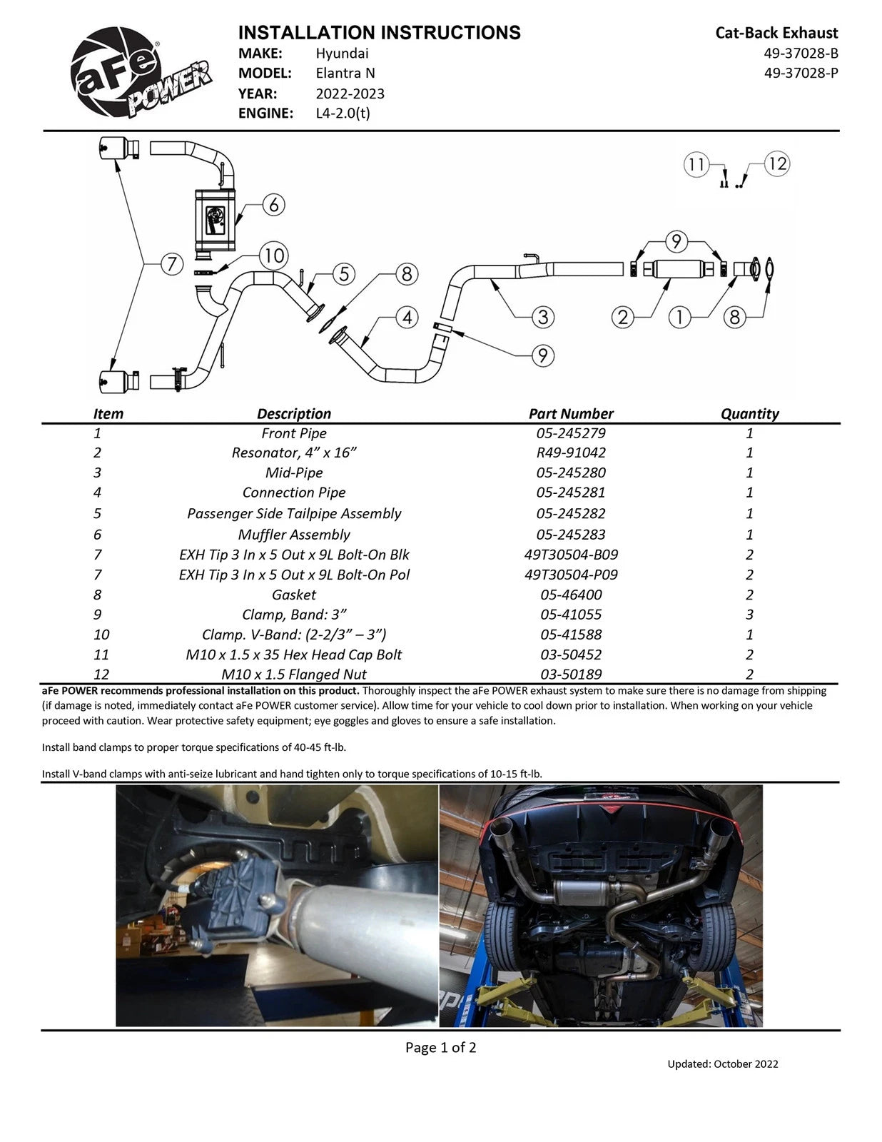 aFe Takeda Hyundai Elantra N 22-23 L4-2.0L (t) 3in 304 SS Cat-Back Exhaust w/ Black Tips